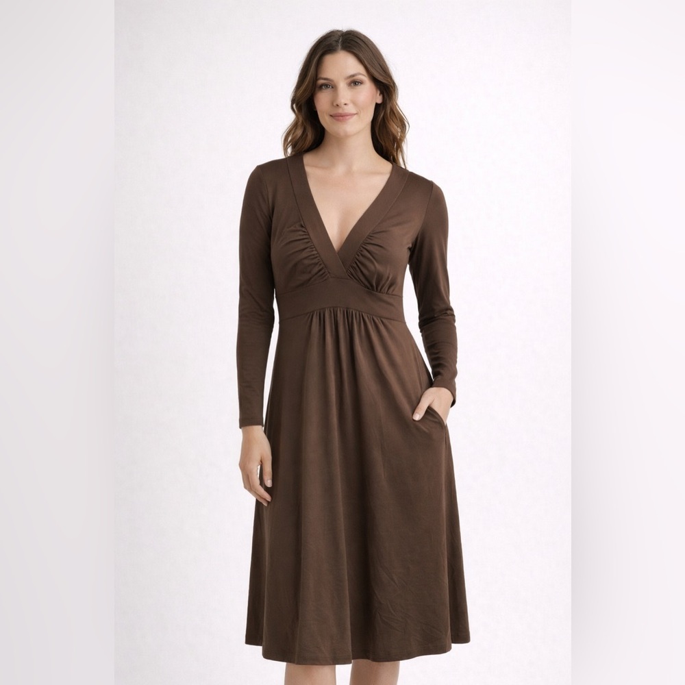 Susana Monaco Fit Flare Stretch Deep V Plunge Empire Waist Party Dress XS